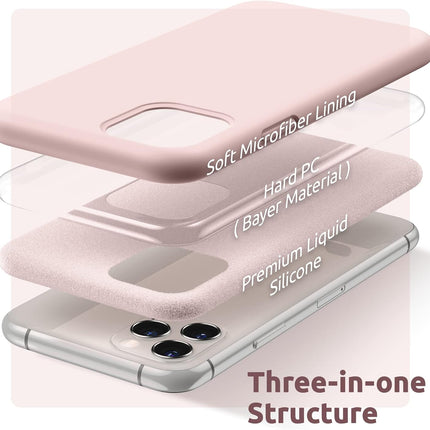 iPhone 11 Pro Silicone Case Liquid Silicone Rubber with Soft Microfiber Cloth Lining Full Body Shockproof Cover + FREE 6D Tempered Glass Screen Protector