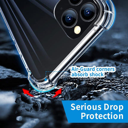 iPhone 11 Pro Crystal Clear Case Transparent Shockproof Bumper Cover with Air-Guard Drop Protection Corners Anti-Scratch Flexible TPU Hard PC Back + FREE 6D Tempered Glass Screen Protector