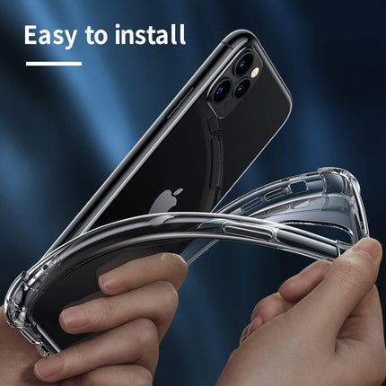 iPhone 11 Pro Crystal Clear Case Transparent Shockproof Bumper Cover with Air-Guard Drop Protection Corners Anti-Scratch Flexible TPU Hard PC Back + FREE 6D Tempered Glass Screen Protector