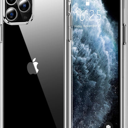 iPhone 11 Pro Crystal Clear Case Non-Yellowing 12+ Months Flawless Diamond Clarity Hard Transparent Back Cover with Airbag Drop Protection Corners Anti-Scratch MagSafe Compatible Wireless Charging + FREE 6D Tempered Glass Screen Protector