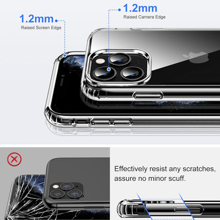 iPhone 11 Pro Crystal Clear Case Non-Yellowing 12+ Months Flawless Diamond Clarity Hard Transparent Back Cover with Airbag Drop Protection Corners Anti-Scratch MagSafe Compatible Wireless Charging + FREE 6D Tempered Glass Screen Protector