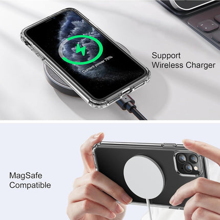 iPhone 11 Pro Crystal Clear Case Non-Yellowing 12+ Months Flawless Diamond Clarity Hard Transparent Back Cover with Airbag Drop Protection Corners Anti-Scratch MagSafe Compatible Wireless Charging + FREE 6D Tempered Glass Screen Protector