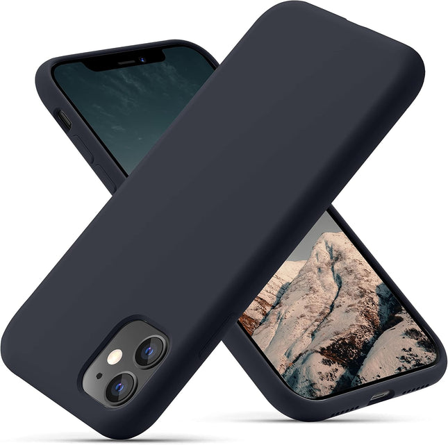iPhone 11 Silicone Case (6.1”) Soft Liquid Silicone Cover, Shockproof Anti-Scratch Microfiber Lining + FREE 6D Tempered Glass Screen Protector