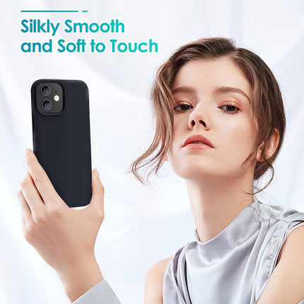 iPhone 11 Silicone Case (6.1”) Soft Liquid Silicone Cover, Shockproof Anti-Scratch Microfiber Lining + FREE 6D Tempered Glass Screen Protector
