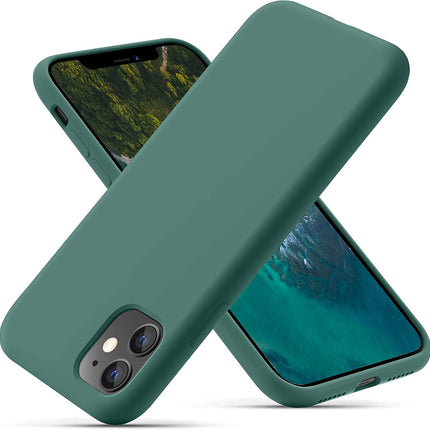 iPhone 11 Silicone Case (6.1”) Soft Liquid Silicone Cover, Shockproof Anti-Scratch Microfiber Lining + FREE 6D Tempered Glass Screen Protector
