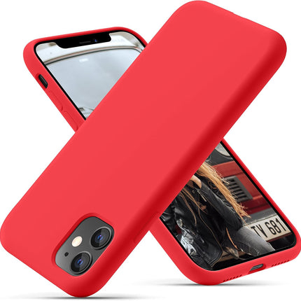 iPhone 11 Silicone Case (6.1”) Soft Liquid Silicone Cover, Shockproof Anti-Scratch Microfiber Lining + FREE 6D Tempered Glass Screen Protector