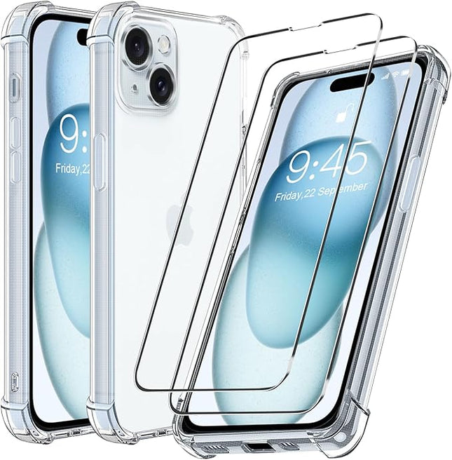 iPhone 15 Anti Drop Case – Shockproof Protective Cover + Free 6D Tempered Glass Screen Protector