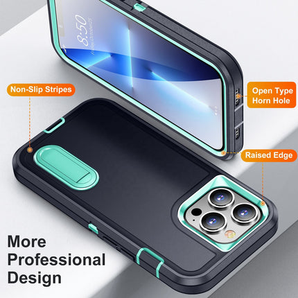 iPhone 16 Pro Builder Case with Kickstand – Rugged Shockproof Armor Cover + FREE 6D Tempered Glass Screen Protector