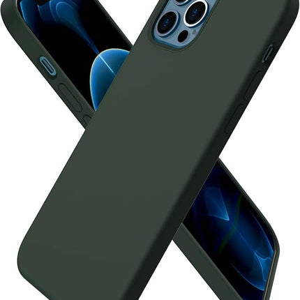 iPhone 12 / 12 Pro Liquid Silicone Case (Soft Touch, Anti-Fingerprint) + FREE 6D Tempered Glass Screen Protector | Slim Shockproof Cover