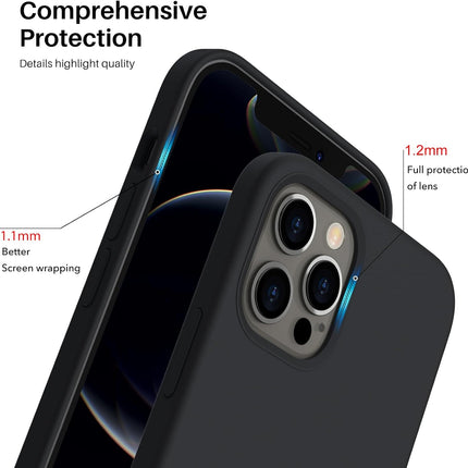 iPhone 12 / 12 Pro Liquid Silicone Case (Soft Touch, Anti-Fingerprint) + FREE 6D Tempered Glass Screen Protector | Slim Shockproof Cover