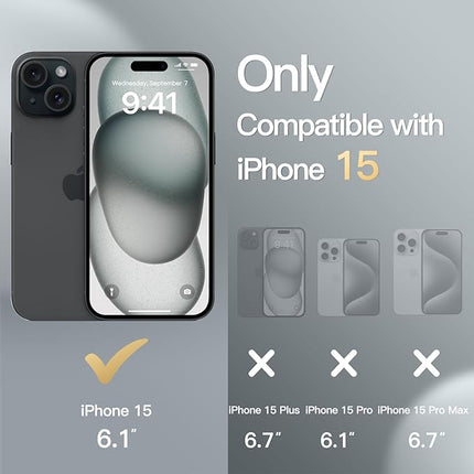 iPhone 15 Wallet PU Leather Case with Card Holder + FREE 6D Tempered Glass Screen Protector