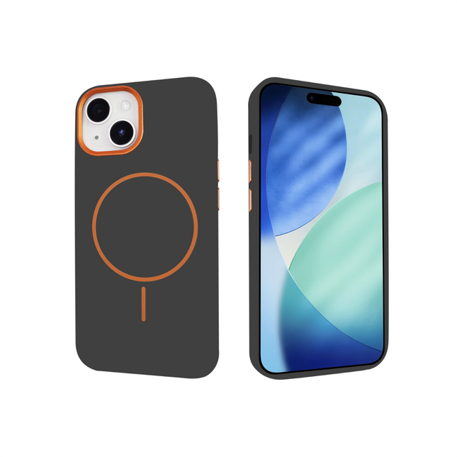 iPhone 15 MagRing SoftTouch Case – Magnetic Shockproof Silicone Cover + Free 6D Tempered Glass Screen Protector