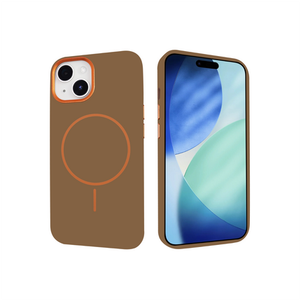 iPhone 15 MagRing SoftTouch Case – Magnetic Shockproof Silicone Cover + Free 6D Tempered Glass Screen Protector