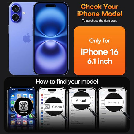 iPhone 16 Crystal Clear Shockproof Case (6.1”) – 15FT Drop Protection, Not-Yellowing Cover + FREE 6D Tempered Glass Screen Protector