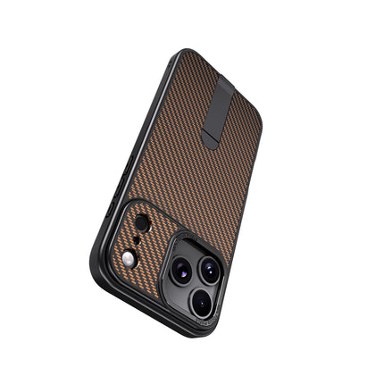 iPhone 16 Pro Max Carbon Design Kickstand Case | Shockproof Armor Cover + FREE 1 Pack 6D Tempered Glass