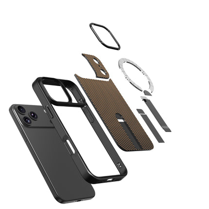 iPhone 16 Pro Max Carbon Design Kickstand Case | Shockproof Armor Cover + FREE 1 Pack 6D Tempered Glass