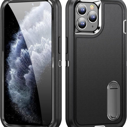 iPhone 16 Pro Builder Case with Kickstand – Rugged Shockproof Armor Cover + FREE 6D Tempered Glass Screen Protector