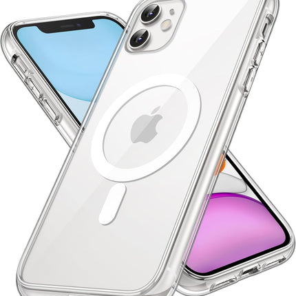 iPhone 11 MagSafe Compatible Clear Case (6.1") – Shockproof TPU Bumper, Anti-Scratch Transparent Cover + FREE 6D Tempered Glass Screen Protector