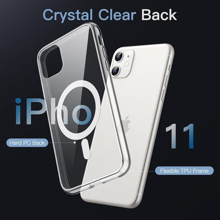 iPhone 11 MagSafe Compatible Clear Case (6.1") – Shockproof TPU Bumper, Anti-Scratch Transparent Cover + FREE 6D Tempered Glass Screen Protector