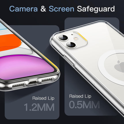 iPhone 11 MagSafe Compatible Clear Case (6.1") – Shockproof TPU Bumper, Anti-Scratch Transparent Cover + FREE 6D Tempered Glass Screen Protector