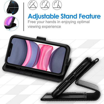 iPhone 11 Pocket Wallet Leather Case + FREE 6D Tempered Glass Screen Protector
