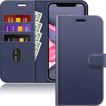 iPhone 11 Pocket Wallet Leather Case + FREE 6D Tempered Glass Screen Protector