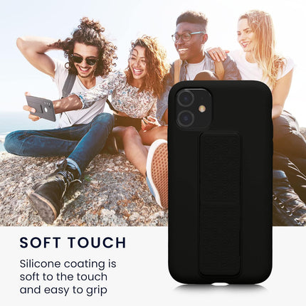 iPhone 11 Frame Case with Silicone Rear + Magnetic Kickstand Grip Holder + FREE 6D Tempered Glass Screen Protector | Slim Shockproof Cover