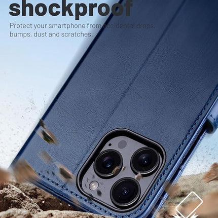 iPhone 16 Pro Wallet PU Leather Case with Free 6D Tempered Glass | Flip Cover Card Holder Protective Case