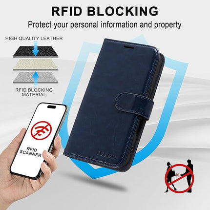 iPhone 16 PU Leather Wallet Case – Card Holder Flip Cover with Stand + FREE 6D Tempered Glass Screen Protector