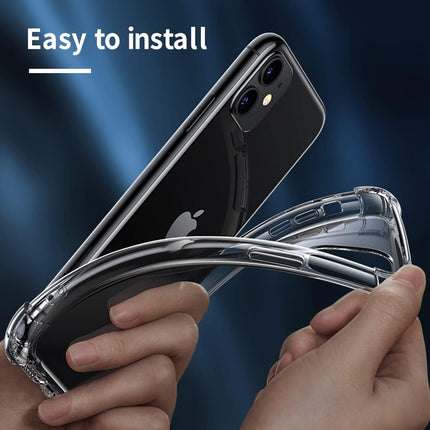 iPhone 11 Case Crystal Clear Transparent TPU Cover – Anti-Scratch Shockproof Bumper + FREE 6D Tempered Glass Screen Protector (6.1")