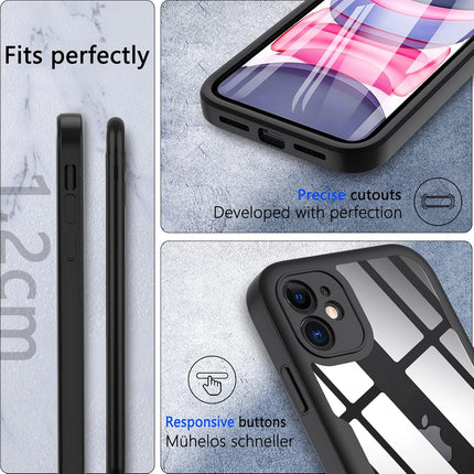 iPhone 12 Case Built-In 360° Screen Protector Full Body Shockproof + FREE 6D Tempered Glass Screen Protector
