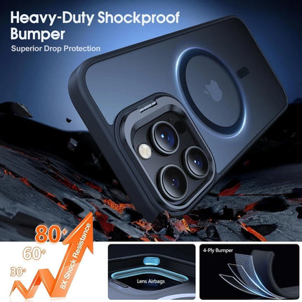 iPhone 16 Pro Max MagSafe Elite Finish Stand Case + Free 1 Pack 6D Tempered Glass Screen Protector