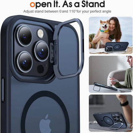 iPhone 16 Pro Max MagSafe Elite Finish Stand Case + Free 1 Pack 6D Tempered Glass Screen Protector