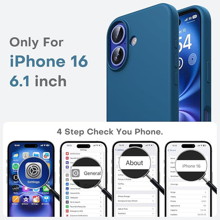 iPhone 16 Soft Matte Silicone Case – Slim Shockproof Protective Cover + FREE 6D Tempered Glass Screen Protector