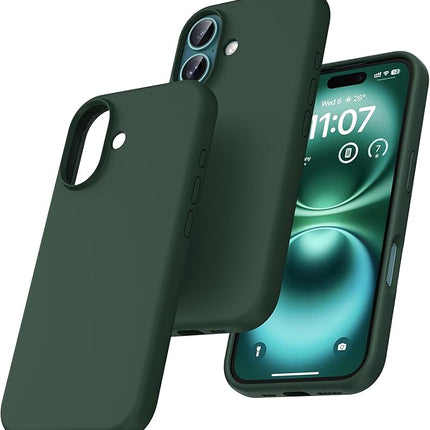 iPhone 16 Soft Matte Silicone Case – Slim Shockproof Protective Cover + FREE 6D Tempered Glass Screen Protector
