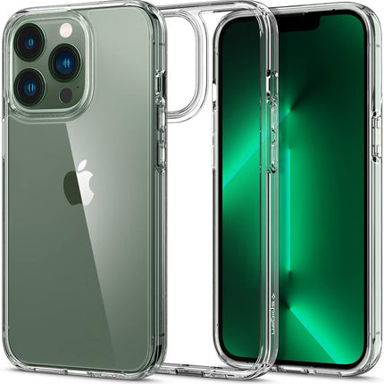 iPhone 13 Pro Spigen Ultra Hybrid Case Crystal Clear + Free 6D Tempered Glass Screen Protector | Shockproof Transparent Protective Cover