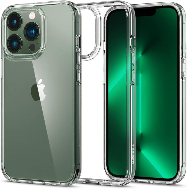 iPhone 13 Pro Spigen Ultra Hybrid Case Crystal Clear + Free 6D Tempered Glass Screen Protector | Shockproof Transparent Protective Cover