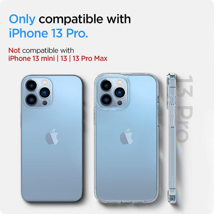 iPhone 13 Pro Spigen Ultra Hybrid Case Crystal Clear + Free 6D Tempered Glass Screen Protector | Shockproof Transparent Protective Cover