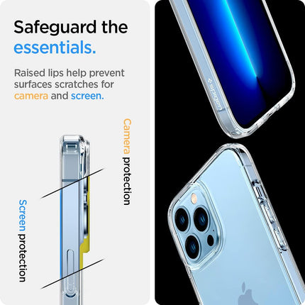 iPhone 13 Pro Spigen Ultra Hybrid Case Crystal Clear + Free 6D Tempered Glass Screen Protector | Shockproof Transparent Protective Cover