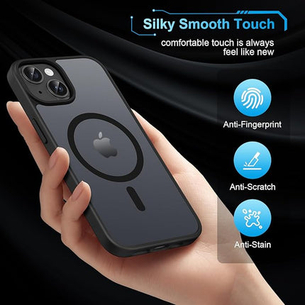 iPhone 15 Magnetic Case with TPU Frame – Shockproof Protective Cover + Free 6D Tempered Glass Screen Protector