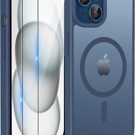 iPhone 15 Magnetic Case with TPU Frame – Shockproof Protective Cover + Free 6D Tempered Glass Screen Protector
