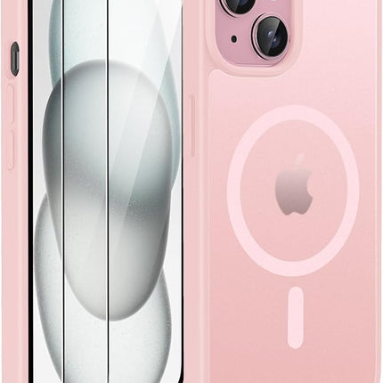 iPhone 15 Magnetic Case with TPU Frame – Shockproof Protective Cover + Free 6D Tempered Glass Screen Protector