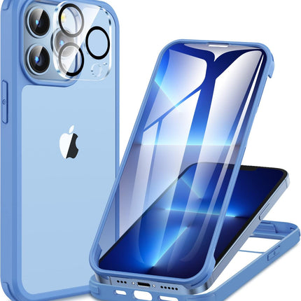 iPhone 13 Pro Max Built-In 360° Screen Protective Case + Free 6D Tempered Glass Screen Protector | Full Body Shockproof Cover