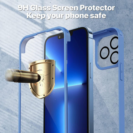 iPhone 13 Pro Max Built-In 360° Screen Protective Case + Free 6D Tempered Glass Screen Protector | Full Body Shockproof Cover