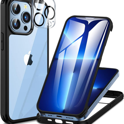 iPhone 13 Pro Max Built-In 360° Screen Protective Case + Free 6D Tempered Glass Screen Protector | Full Body Shockproof Cover