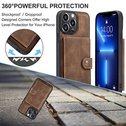 iPhone 13 Pro Back Case with Detachable Wallet – Slim Protective Phone Cover with Card Holder + FREE 6D Tempered Glass Screen Protector | Heavy Duty Shockproof iPhone 13 Pro Wallet Case