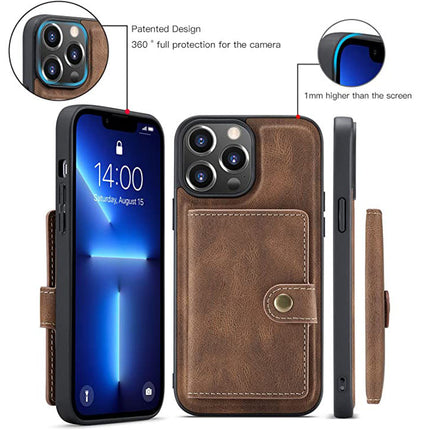 iPhone 13 Pro Back Case with Detachable Wallet – Slim Protective Phone Cover with Card Holder + FREE 6D Tempered Glass Screen Protector | Heavy Duty Shockproof iPhone 13 Pro Wallet Case