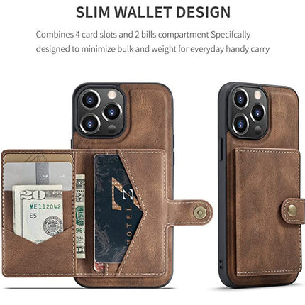 iPhone 13 Pro Back Case with Detachable Wallet – Slim Protective Phone Cover with Card Holder + FREE 6D Tempered Glass Screen Protector | Heavy Duty Shockproof iPhone 13 Pro Wallet Case