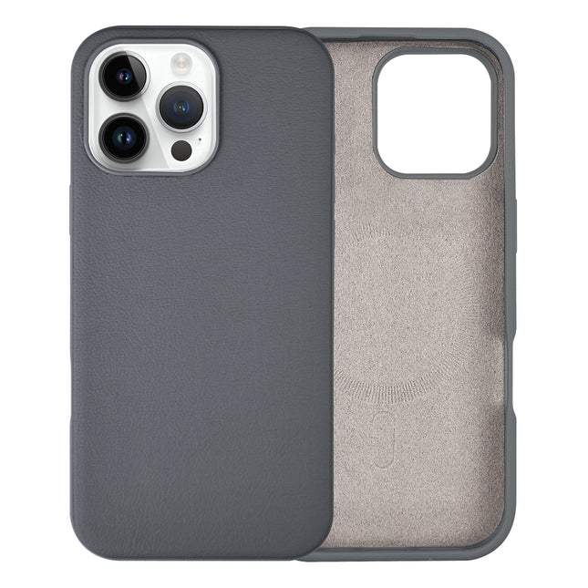 iPhone 16 Pro Max Leather Finish Back Case + Free 6D Tempered Glass Screen Protector