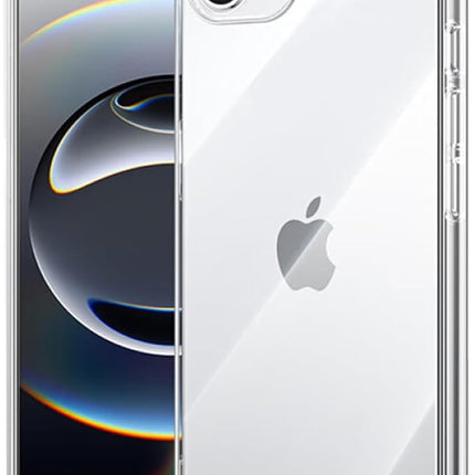 iPhone 16E Clear Anti-Shock Armour Case – Transparent Rugged TPU Cover + FREE 6D Tempered Glass Screen Protector